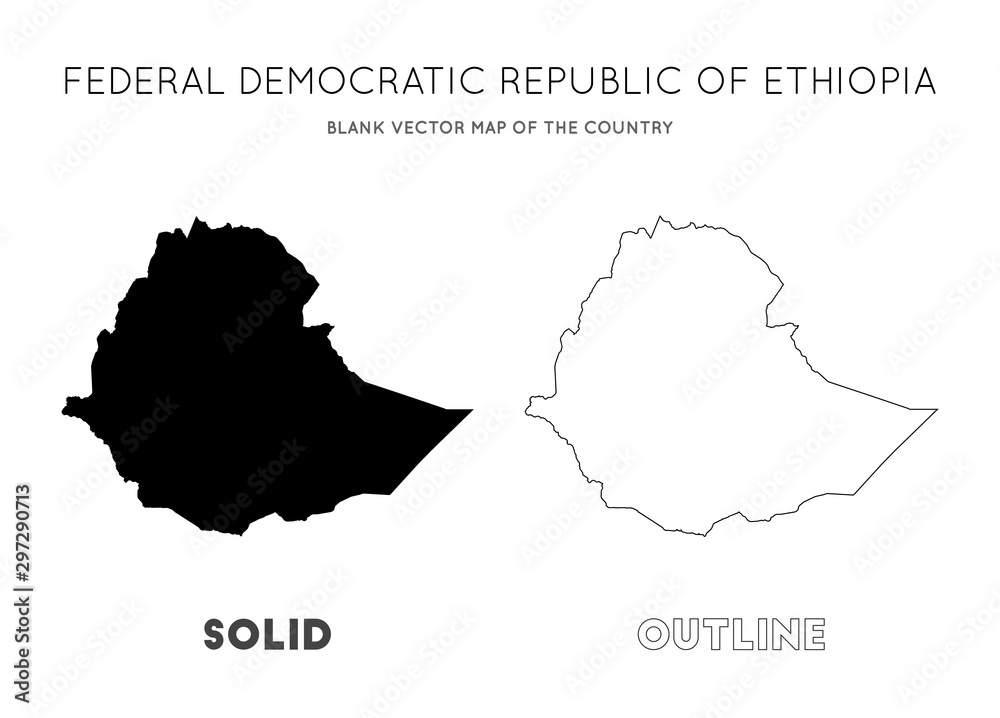 Ethiopia map. Blank vector map of the Country. Borders of Ethiopia for your infographic. Vector illustration.