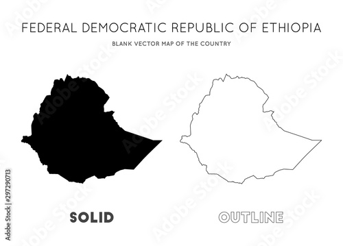 Ethiopia map. Blank vector map of the country. Borders of Ethiopia for your infographic. Vector illustration.
