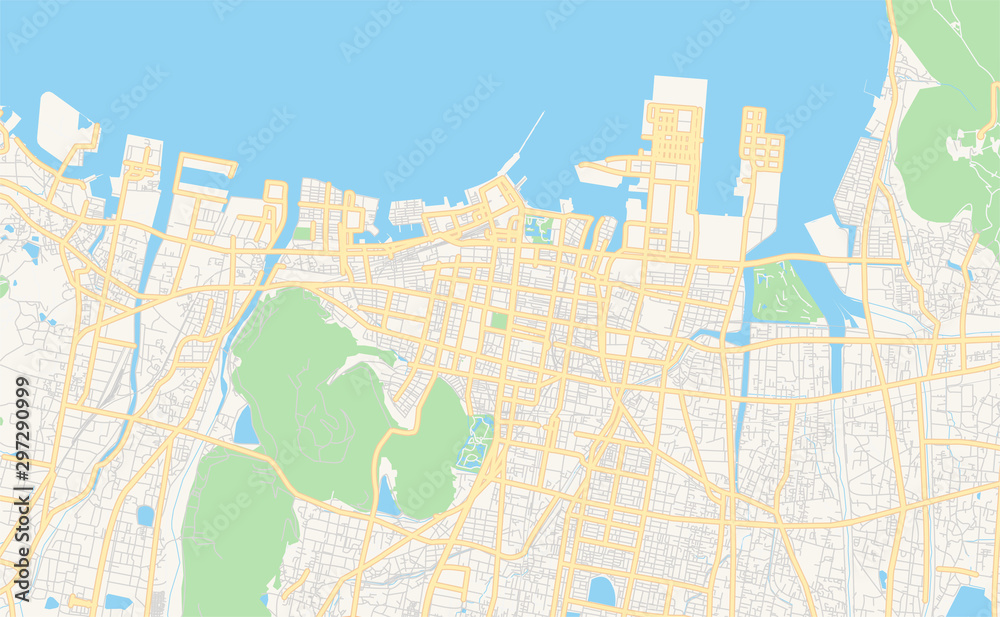 Printable street map of Takamatsu, Japan