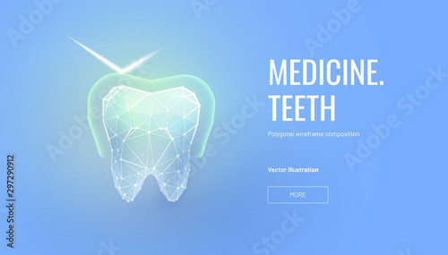 Enamel protection low poly wireframe landing page template