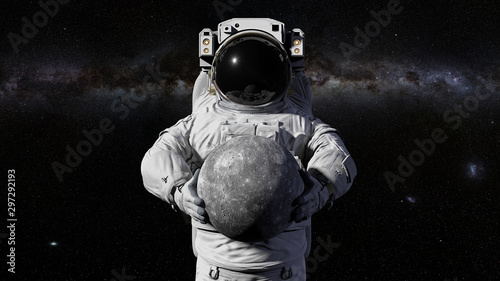 astronaut holding planet Mercury 