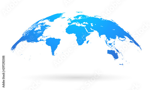 Spherical Curved Blue World Map