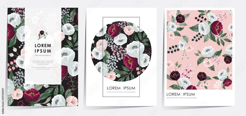 Φωτογραφία Vector illustration of beatiful floral frame set in spring for Wedding, anniversary, birthday and party