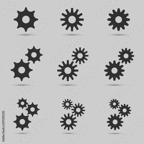 Gears. Gear icon set. Teamwork concept. Mechanism symbol, Settings icon for website