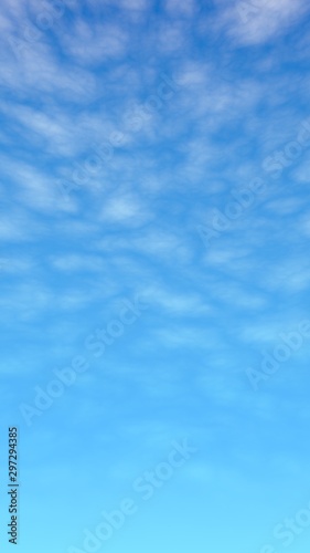 Blue sky background with white clouds. Cumulus white clouds in the clear blue sky in the morning. 3D illustration