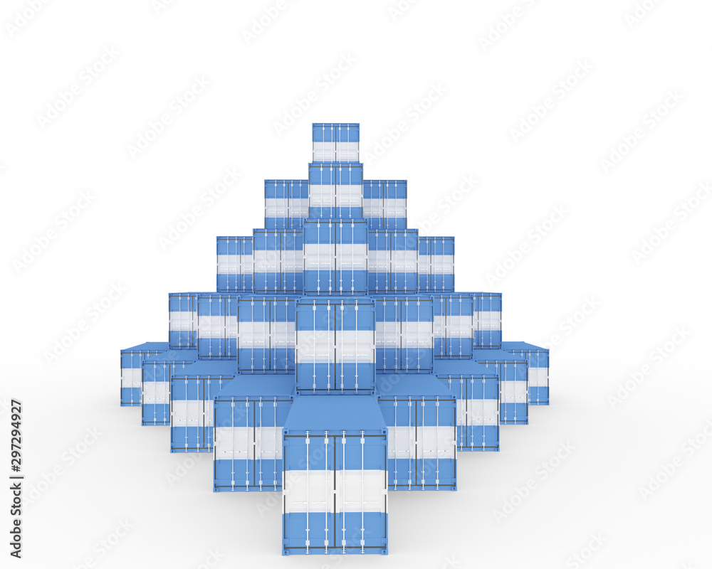 Fototapeta premium 3D Illustration of Cargo Container with Argentina Flag on white background with shadows. Delivery, transportation, shipping freight transportation.