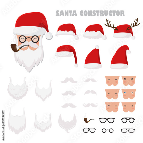 Santa Claus constructor vector collection for made Santa