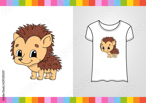 Cute character on shirt. Colorful vector illustration. Cartoon style. Isolated on white background. Design element. Template for your shirts, books, stickers, cards, posters.
