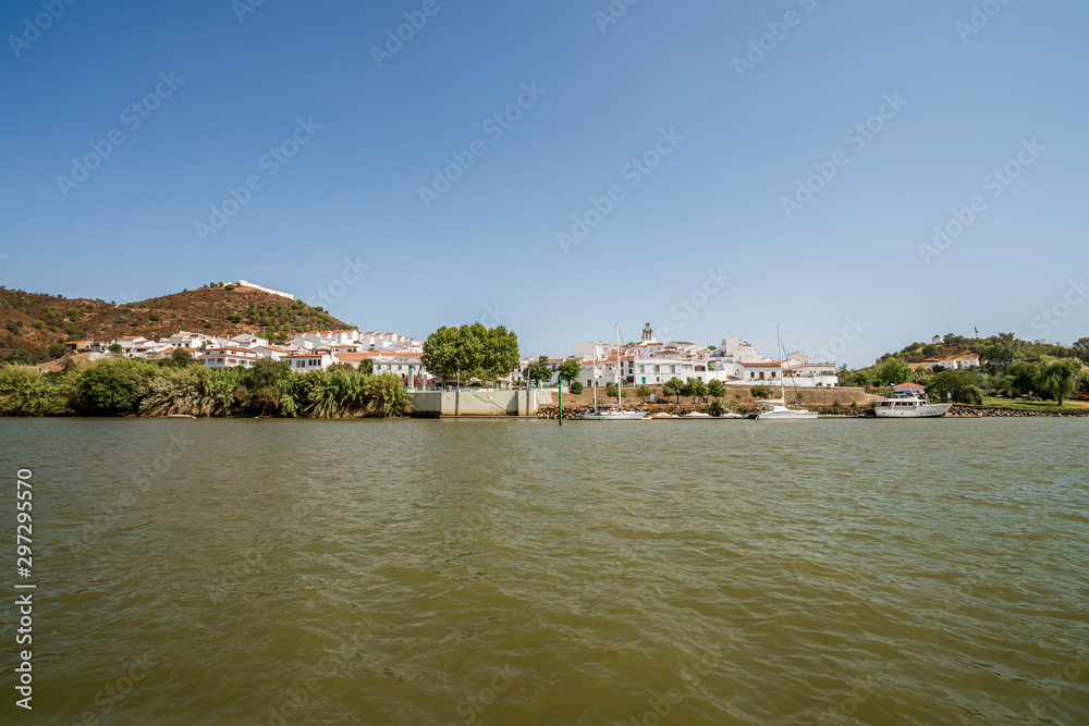 Sanlucar de Guadiana pictured from Guadiana river