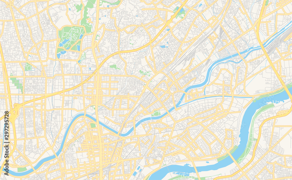 Printable street map of Suita, Japan