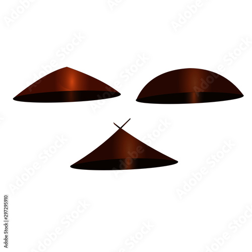 Three Brown Farmers Caps - Vector Image