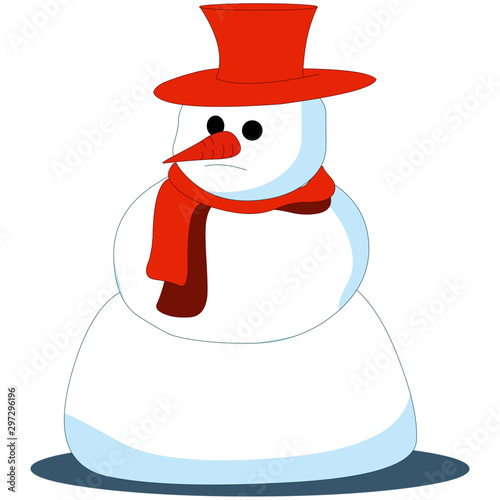 Snowman with Orange Hat - Cartoon Vector Image