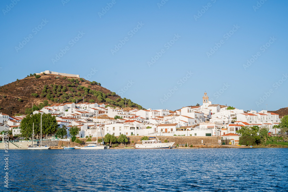 Sanlucar de Guadiana pictured from Guadiana river