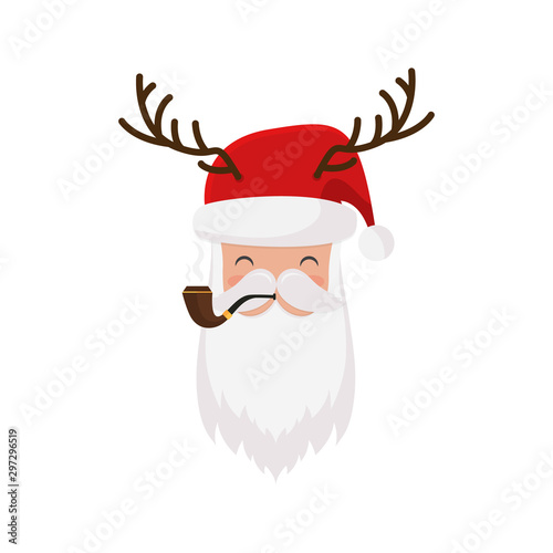 Vector Santa Claus, hat, glasses and beard. Hipster Santa