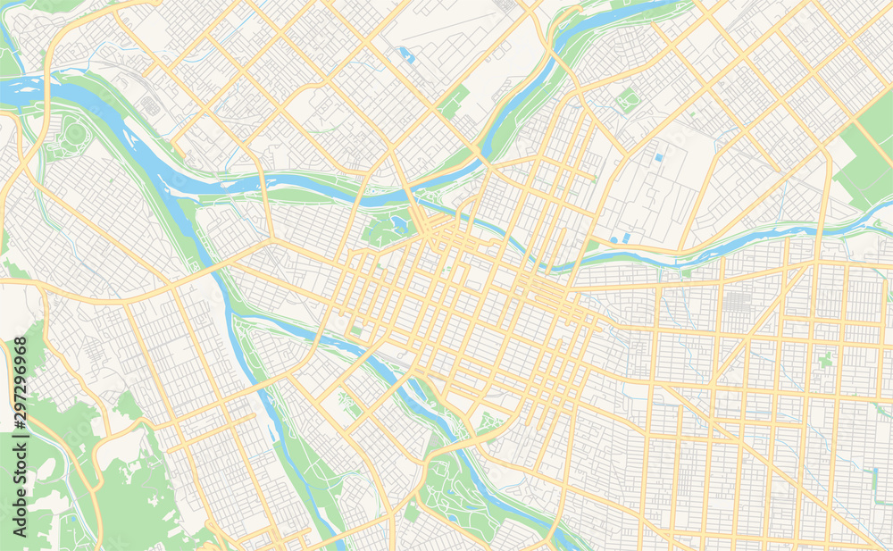 Printable street map of Asahikawa, Japan