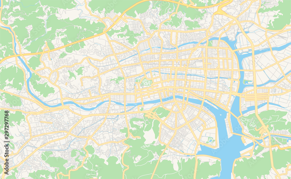 Obraz premium Printable street map of Kochi, Japan