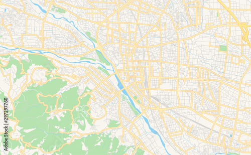Printable street map of Takasaki, Japan