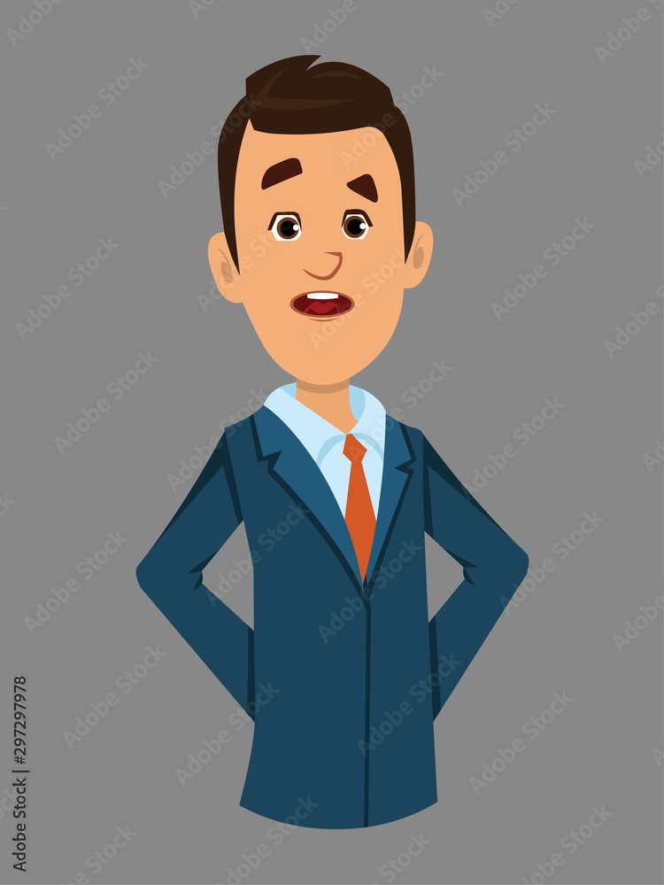 Confused facial expression. surprised young businessman expression vector illustration for your design, animation or something else.