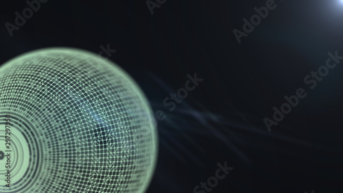 Abstract background pattern on transparent shining sphere.