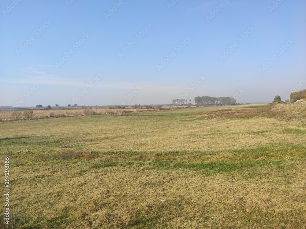 Flat arable fertile land Vojvodina Serbia landscape in autumn