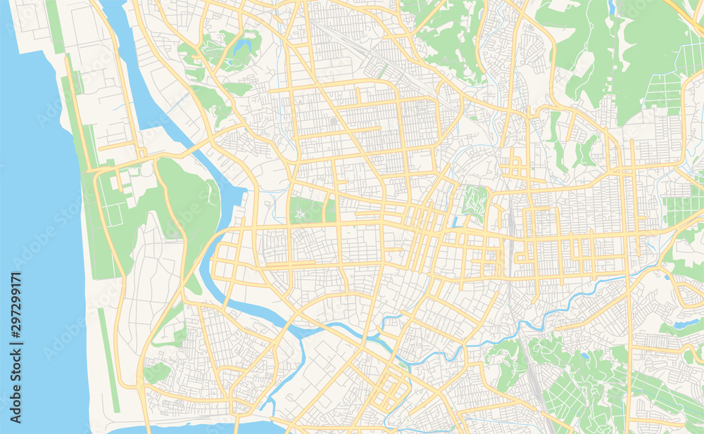 Printable street map of Akita, Japan