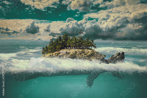 tropical moving island in the sea