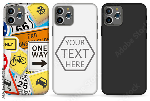 phone case mockup template illustration (white/black).