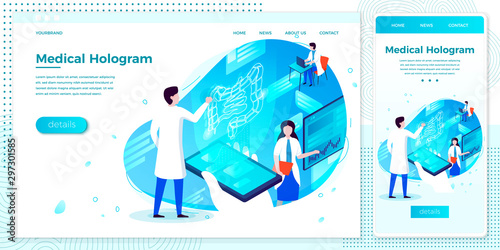 Vector eps set esophagus health hologram help