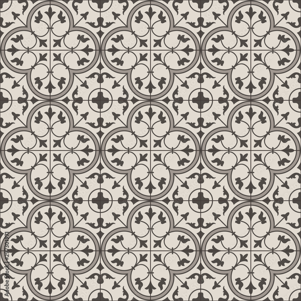 vector illustration of  creamy mosaic tiles in oriental style