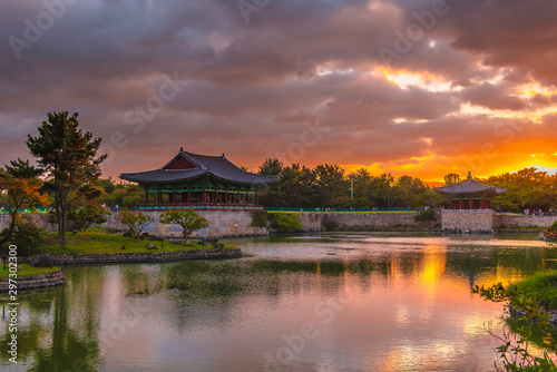 Donggung Palace and Wolji Pond at night in Gyeongju seoul korea.