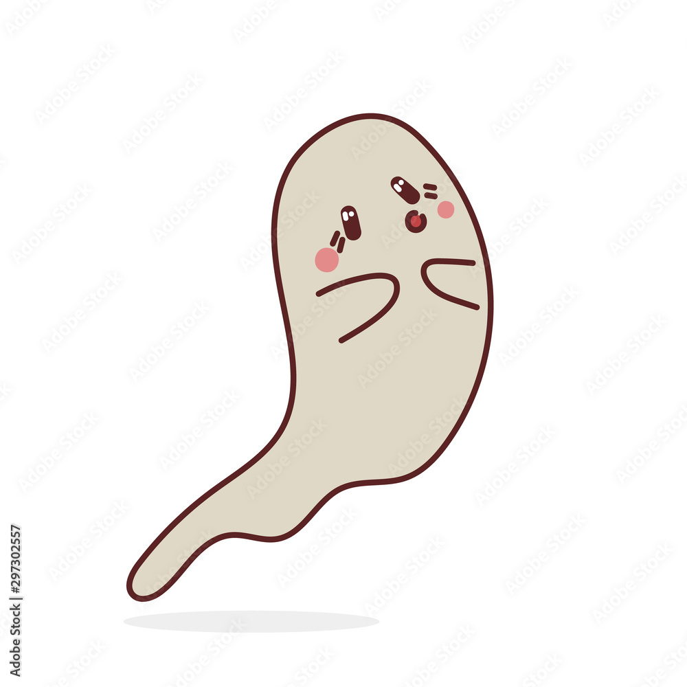 Cute kawaii ghost wich surprised. Vector illustration for Halloween. Good for logo or sticker for decoration. Cute kawaii ghost wich surprised. Vector illustration for Halloween. Good for logo or sticker for decoration.