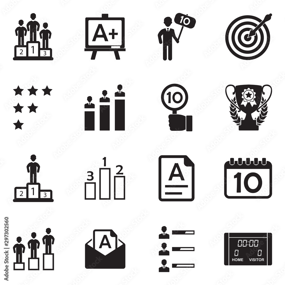 Score Icons. Black Flat Design. Vector Illustration. Score Icons. Black Flat Design. Vector Illustration.