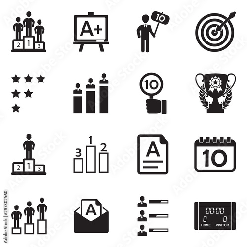 Score Icons. Black Flat Design. Vector Illustration.