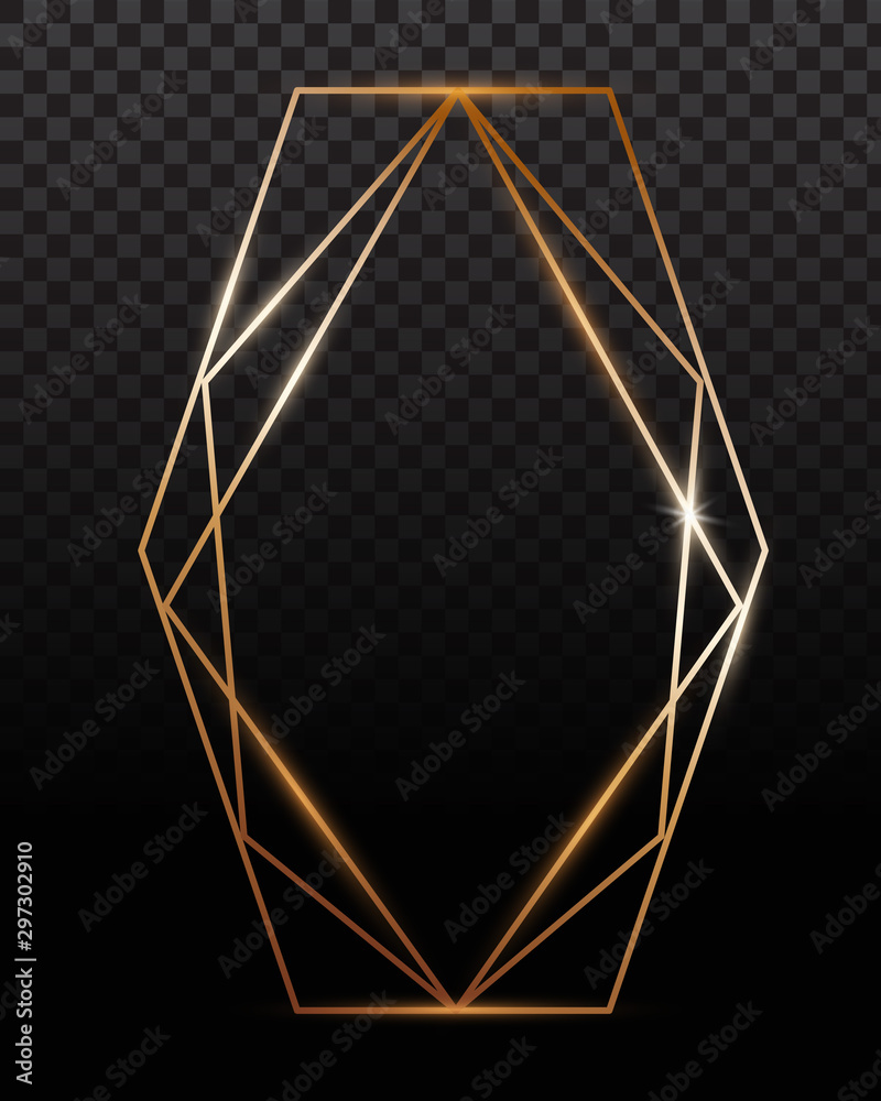 Copper frames. Copper geometrical polyhedron, art deco style for wedding invitation, luxury templates.