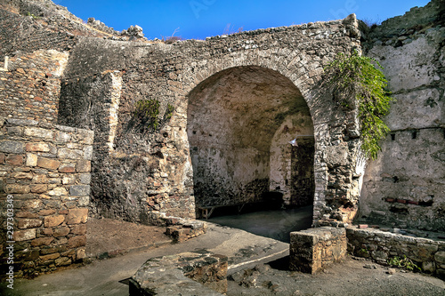 Ruins on Spinalonga island. Greece. Crete.