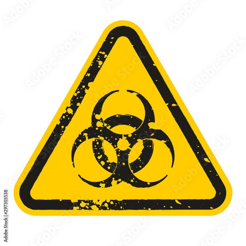 Grunge Danger biohazard sign isolated on white background. Vector illustration