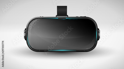 Vr glasses. Virtual reality. Vr headset. Video games. Innovation. Augmented reality glasses. Modern technology. Hi-tech. Vector illustration.