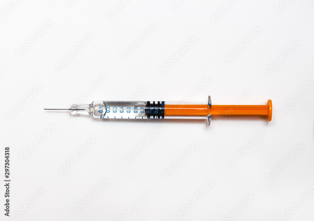 Fototapeta premium Isolated image of syringe with needle on white background