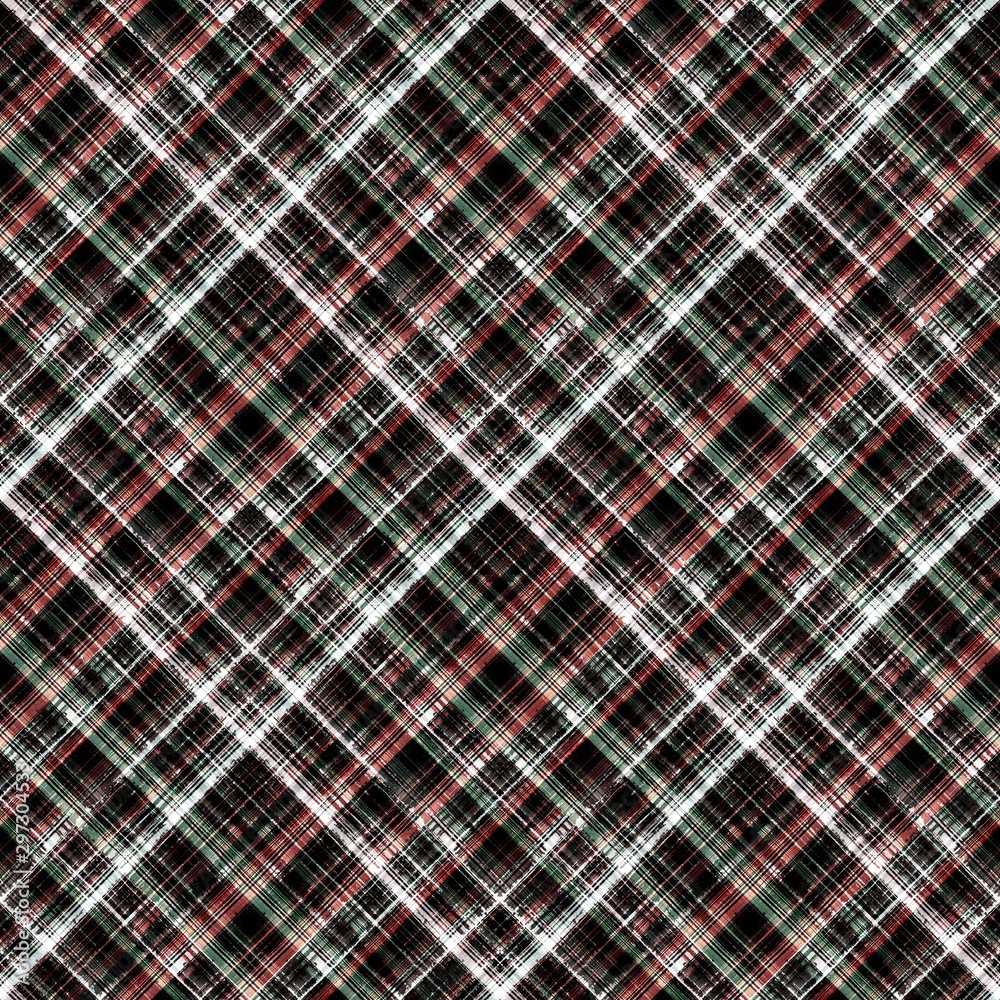 Seamless checkered pattern. Red, black, white and dark green small cell diagonally. Ornament. Seamless checkered pattern. Red, black, white and dark green small cell diagonally. Ornament.