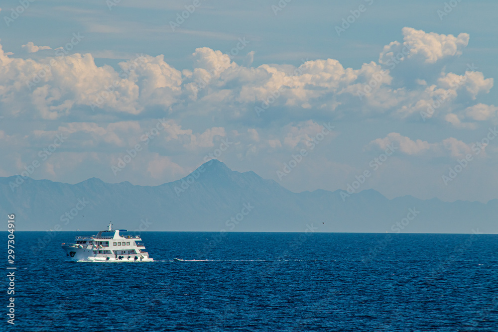 Ferry floating on adriatic sea