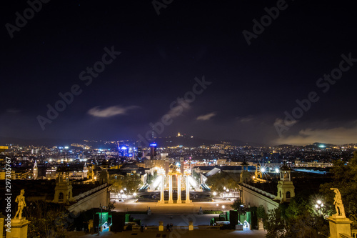 Four columns, plaza espana, tibidabo - Barcelona night landscape © vojta