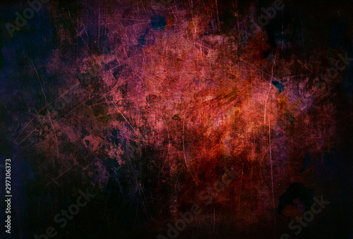 Background with scratches in black  red  purple color - scary eroded metal for graphic design