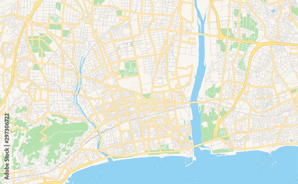 Printable street map of Hiratsuka, Japan