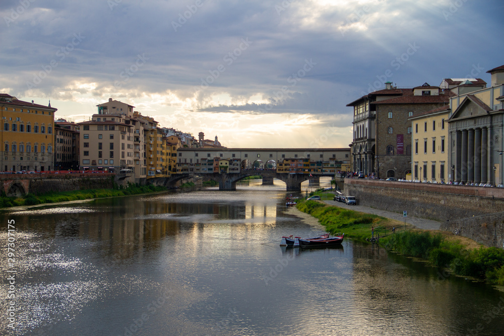 view of arno river in florence italy