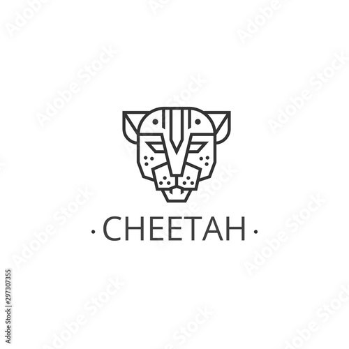 Simple and elegant cheetah logo with line art style template logo design.