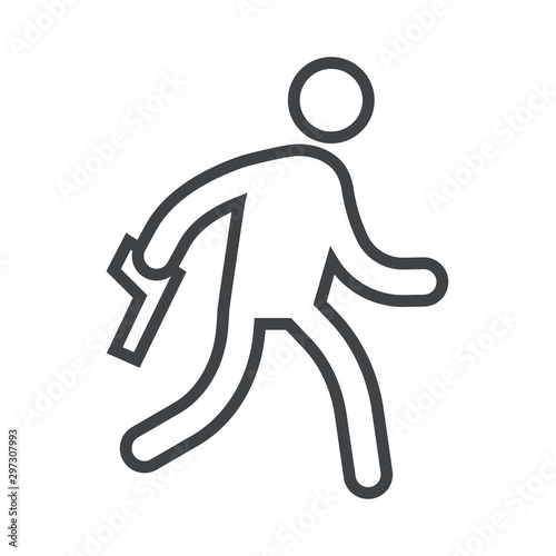 Line icon man runs with firearm