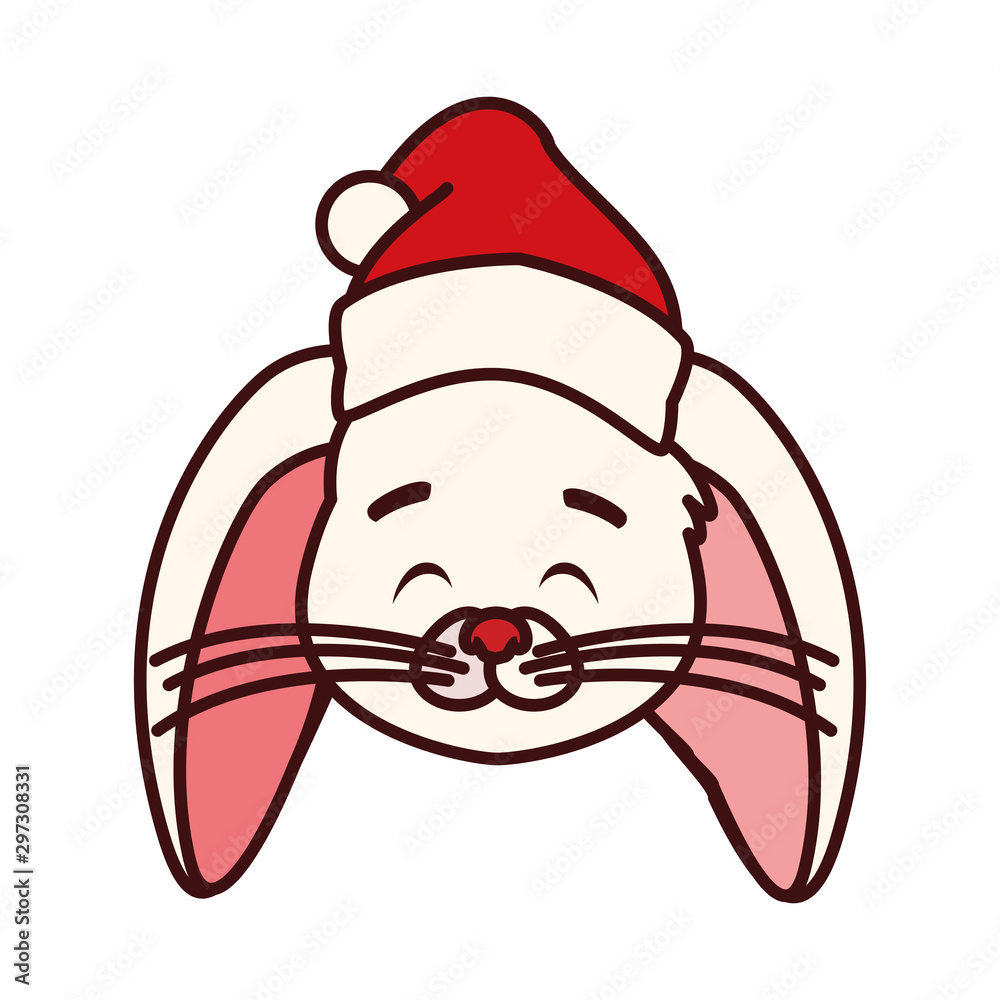 head of rabbit with hat in white background