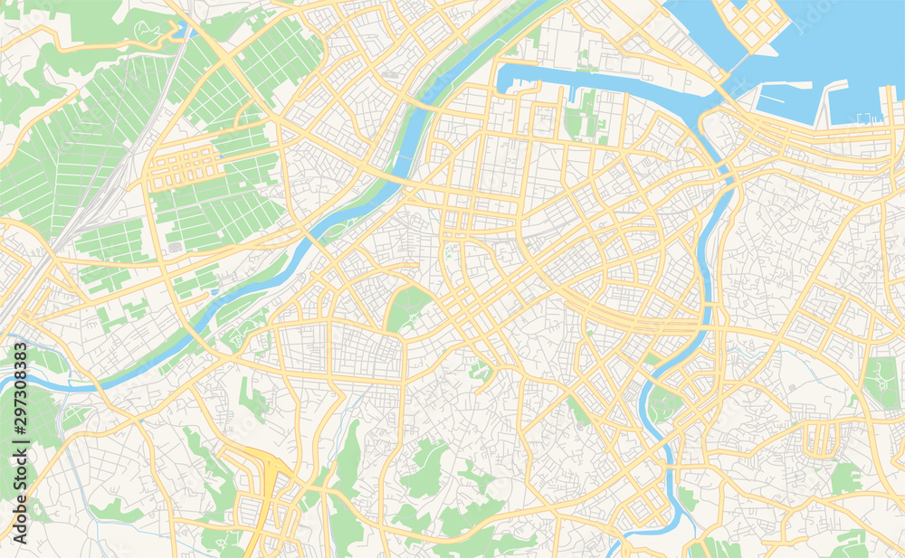 Printable street map of Hachinohe, Japan