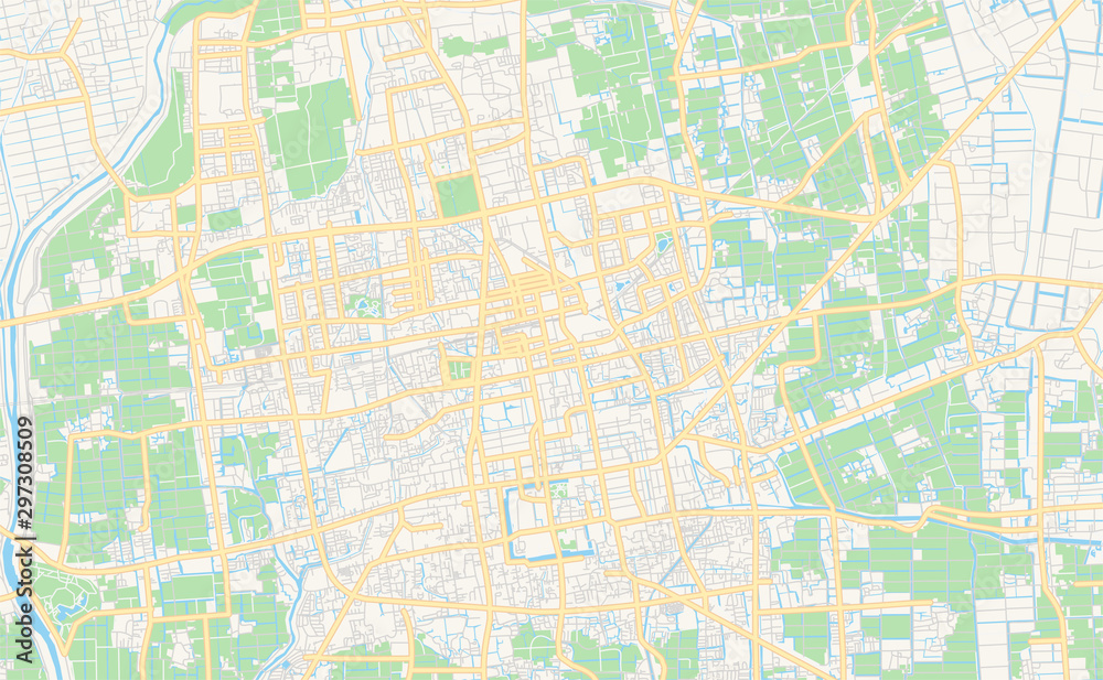 Printable street map of Saga, Japan
