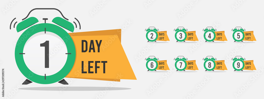 set of number days left countdown vector illustration template, can be use for promotion, sale, landing page, template, ui, web, mobile app, poster, banner, flyer - obrazy, fototapety, plakaty 